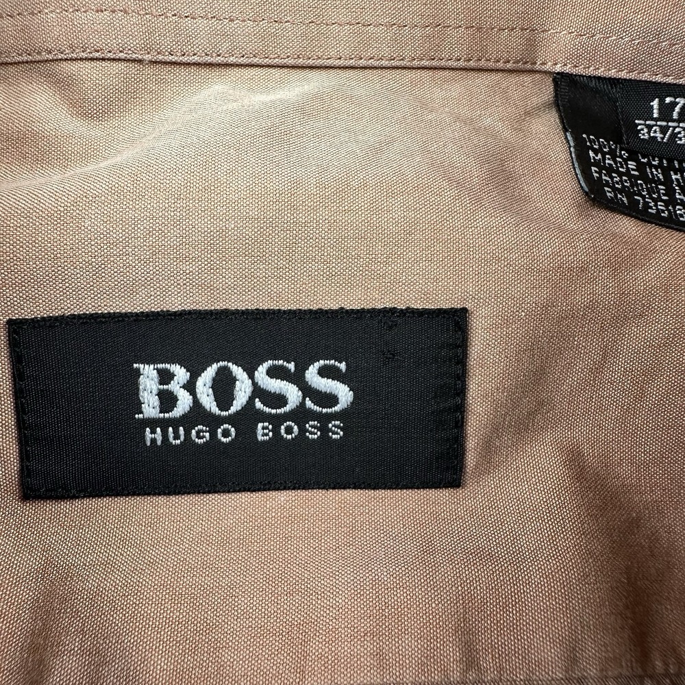 BOSS Hugo Boss Men's 34/35 Orange Dress Shirt Long Sleeve Button Up - Picture 3 of 11